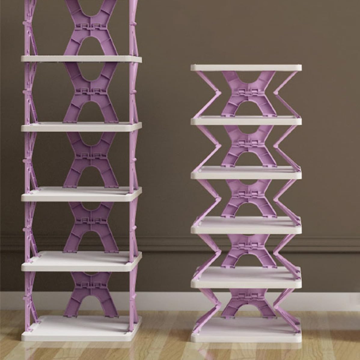 BESTYASH Zapatero y Textura Antideslizante Plegable de Plástico Diseño Multicapa Púrpura para Almacenamiento en Habitaciones y Baños