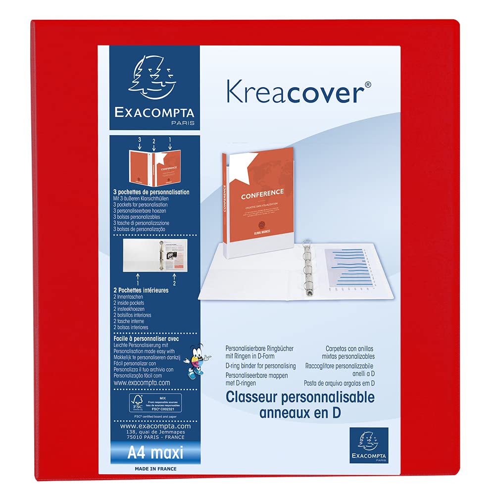 Exacompta - Ring Binder - 60mm - Red - 10 Pack