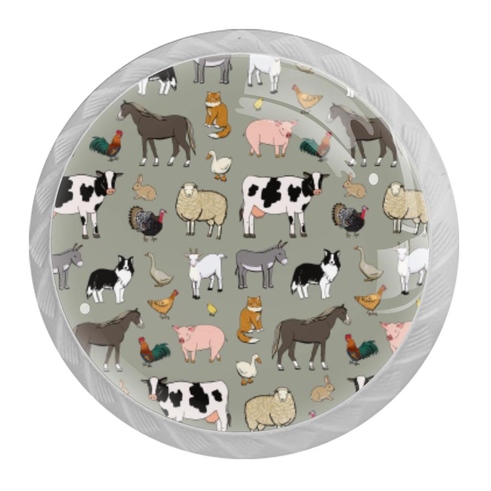 Tqmspg Multi19 4 Pieces Drawer Pulls Farm Animals Cow Pig Horse Door Knobs Dresser Handles For Kitchen Wardrobe Cupboard Hardware Furniture