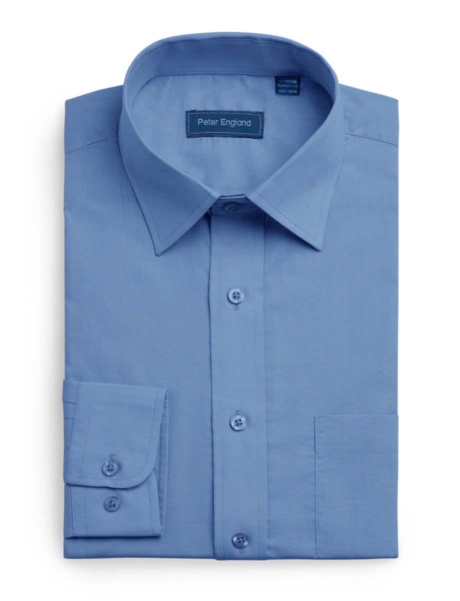 Men's Peter England Non-Iron Plain Shirt - Cobalt