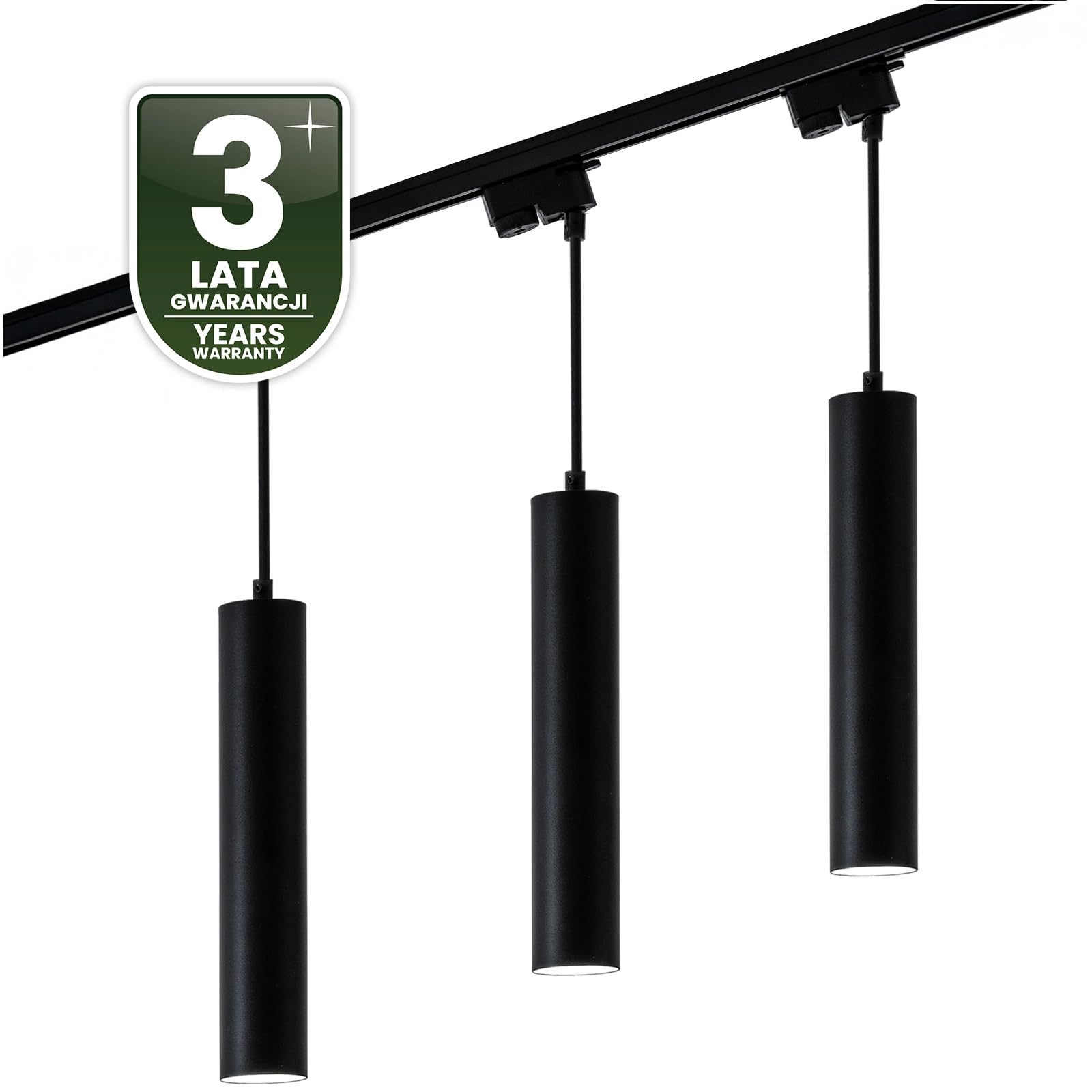 Lumiled Schienensystem Set 1 m Schwarz 3× GU10 Pendelleuchten Hängelampen Strahler Lichtschienensystem Komplettset Deckenleuchte Stromschiene erweiterbar Aluminium