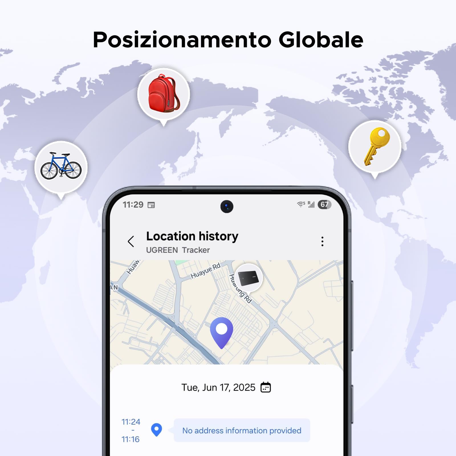 UGREEN Smart Finder Tag Bluetooth Tracker Samsung Ultra Sottile 1,7 mm IP68 Impermeabile Compatibile SmartThings