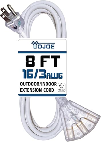 Miniatura 8 de YOJOE Cable de extensión negro para exteriores de 15 pies con 3 tomas de corriente, cable de extensión SJTW impermeable 163 con enchufe de conexión