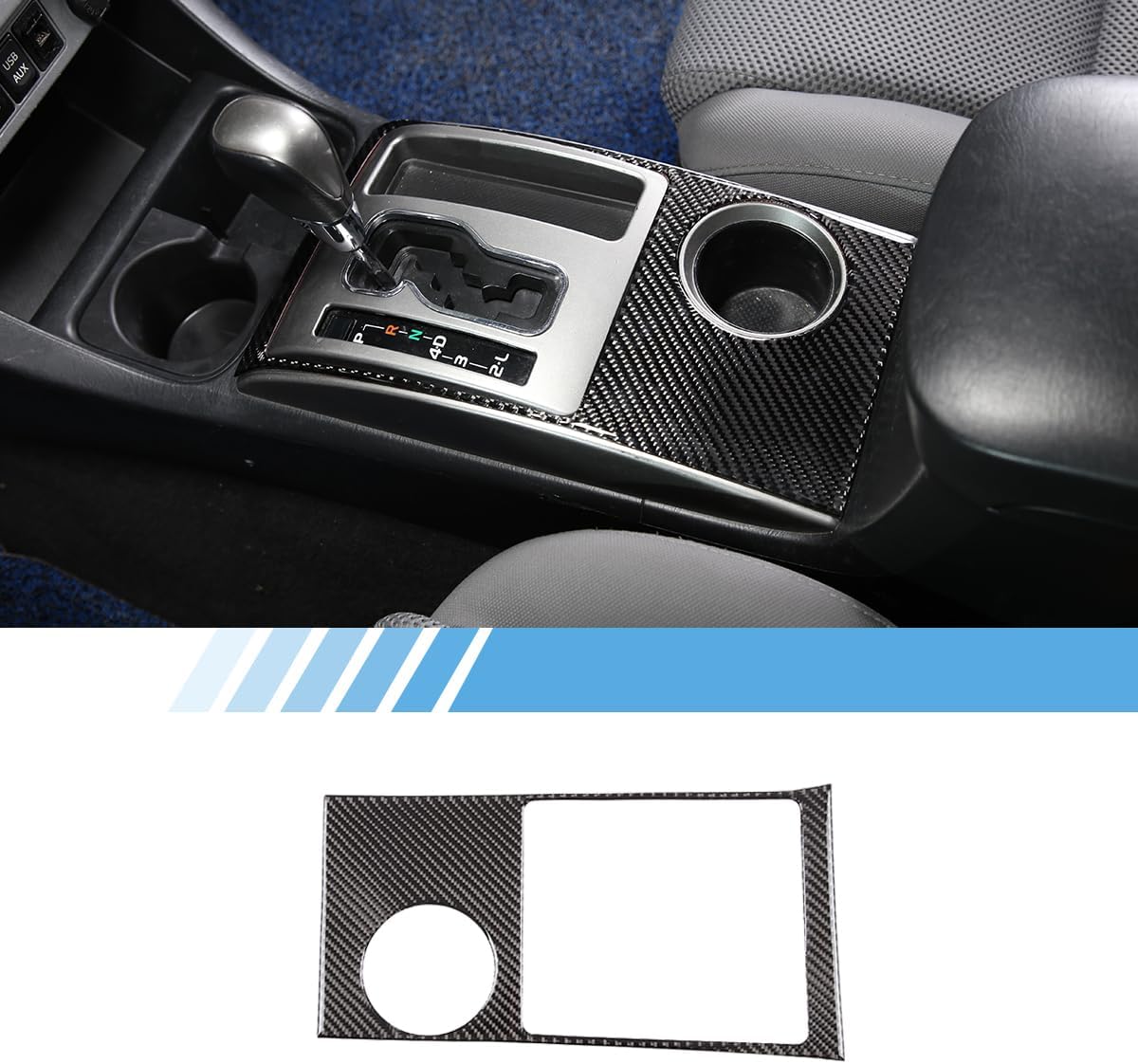 Car Real Soft Carbon Fiber Central Control Gear Shift Panel Decoration Protector Cover Trim Sticker Fit for Toyota Tacoma 2011-2015 Automotive Interior Accessories