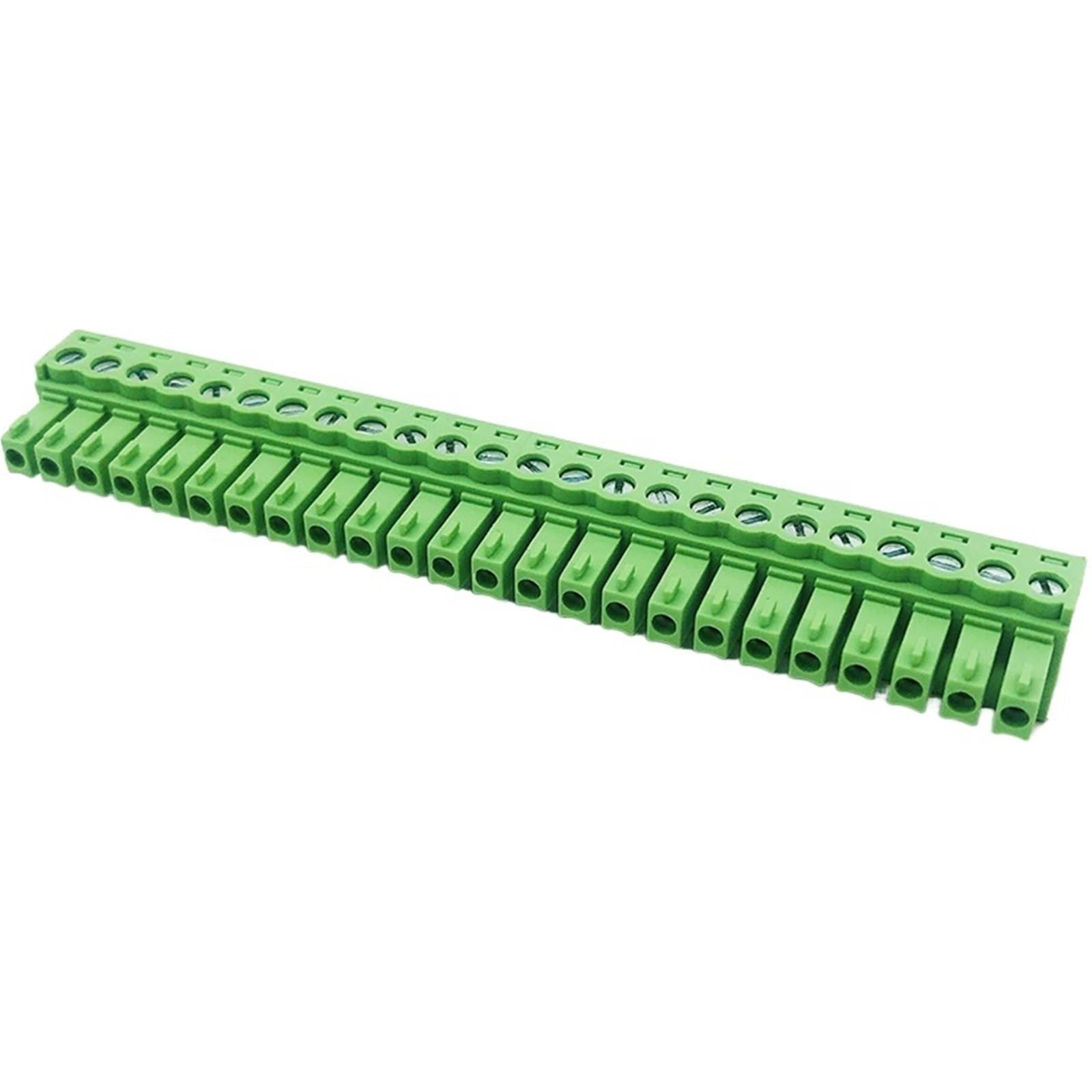 Zestaw 5 zielonych zacisków wtykowych 15EDGK3,mm, koniec z otworem 81/3,5 mm, ognioodporne złącze miedziane (24P, Picth 3,5 mm)