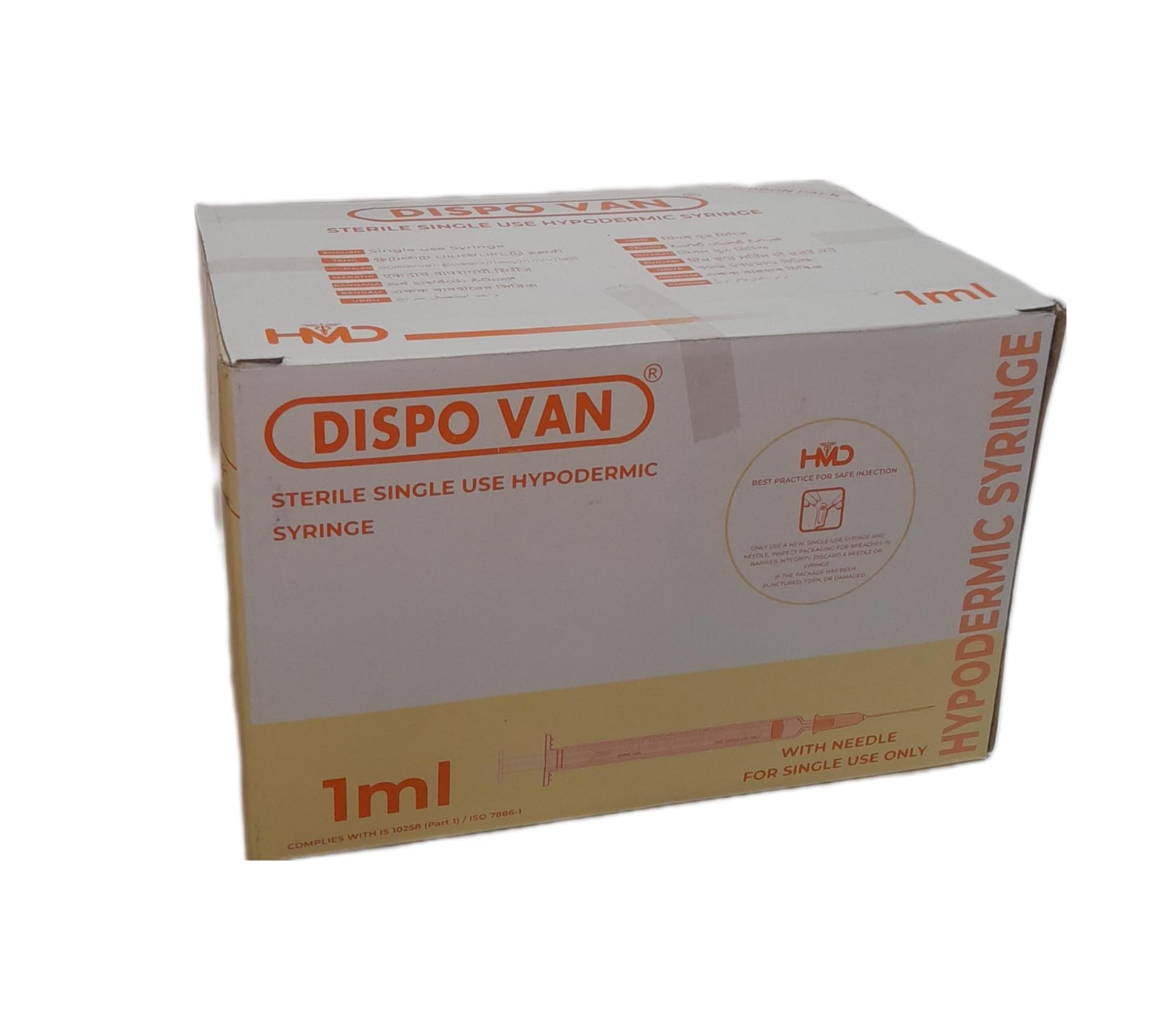 Dispovan single use hypodermic syringe with needle (1ml)-image-37