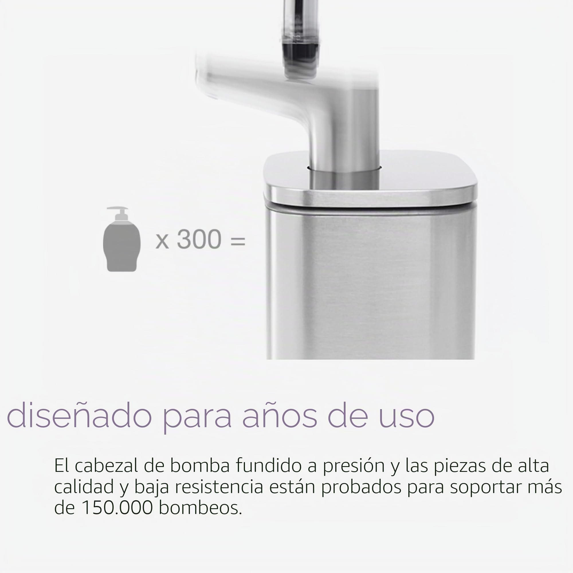 simplehuman, Bomba de Pulso de Acero Inoxidable Cepillado, 295 ml