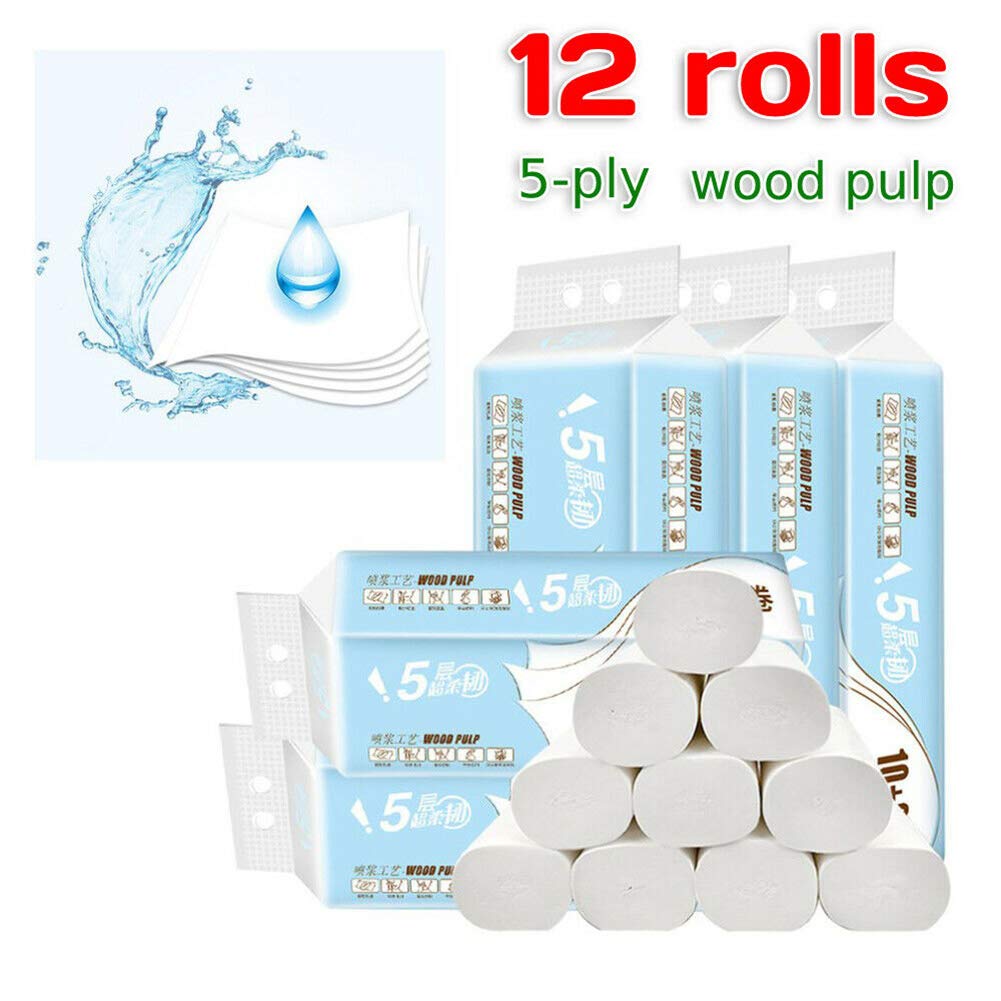 Sportstorm 12Rolls Silky & Smooth Soft Professional Series Premium 5-Ply Toilet Paper, Home Kitchen Toilet Tissue, Soft, Strong and Highly Absorbent Hand Towels for Daily Use