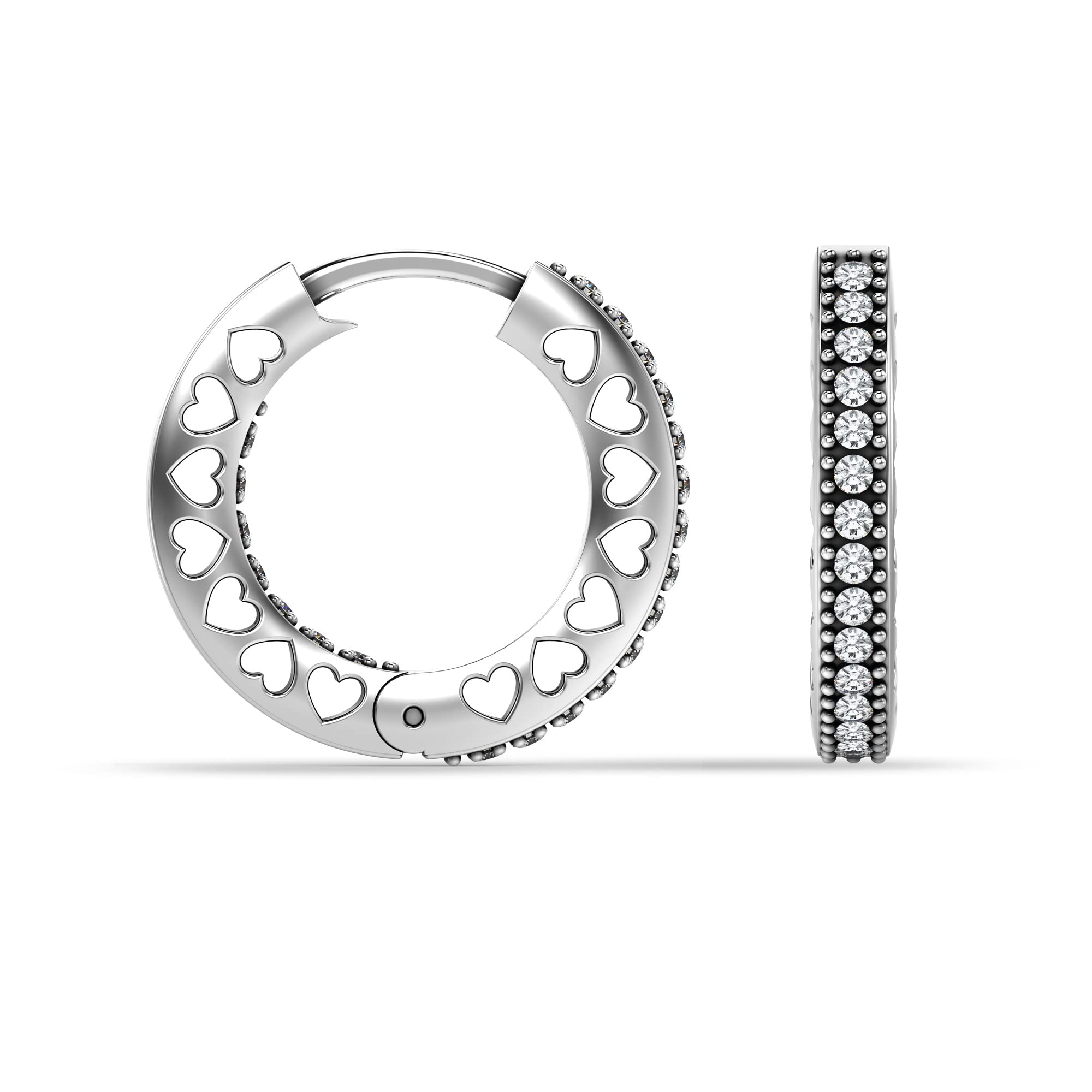 LeCalla 925 Sterling Silver BIS Hallmarked Jewelry Pave Heart Small Hoop Cubic Zirconia Earrings for Women & Girls (B09QYWYPGJ) Amazon Price History, Amazon Price Tracker