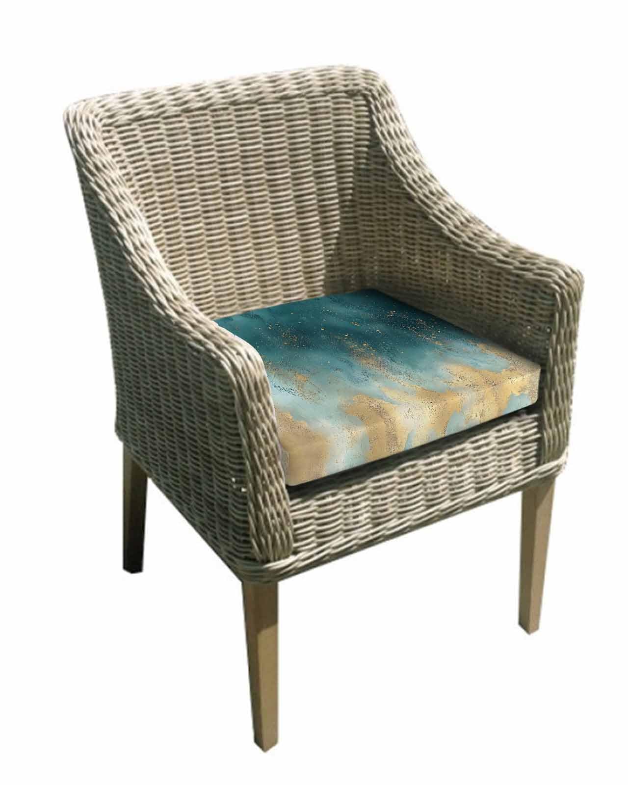 2 Pack Abstract Turquoise Gold Waterproof Cushion Covers with Ties, Outdoor Patio Chaise Lounge Chair Seat Cushion Slip Covers Replacement(Only Cover) Modern Minimalist Art 20