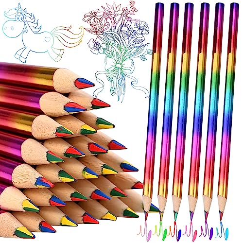 GOLDGE 40 Stück Regenbogenstift Buntstifte 4 in 1 Farben Bleistifte Regenbogen Stifte Farbstifte für Skizzieren Zeichnen Färbung Geburtstag Mitgebsel Kinder Mädchen Junge