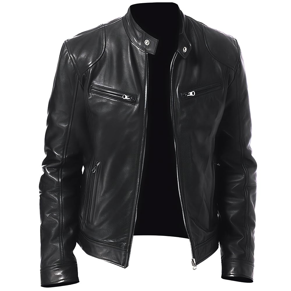 Men's Real Leather Jacket Biker Motorcycle Cafe Racer Vintage Retro Bomber Winter Black Genuine Leather Jacket