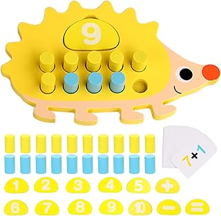 Montessori Maths Toy, Numbers Learning Wooden Toy, Math Learning Toy for Children from 3 Years, Counting Educational Games Number and Counting Motor Skills Toy Plug-in Game Gift for Children Boys
