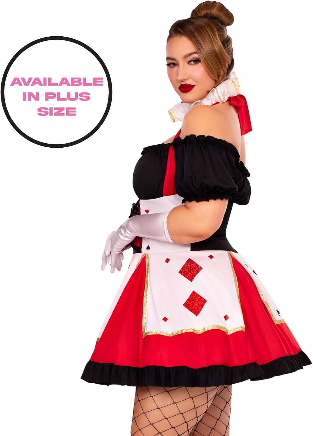 Pretty Playing Card Queen of Hearts Costume with Neck Piece