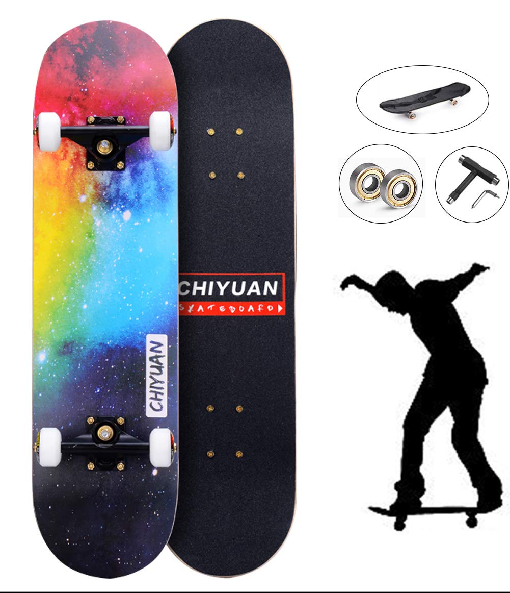 31 x 8 Pouces Skateboard Planche à roulettes Complète Plateau for Cruiser Beginners Longboard pour Les Enfants, Jeunes et Adultes