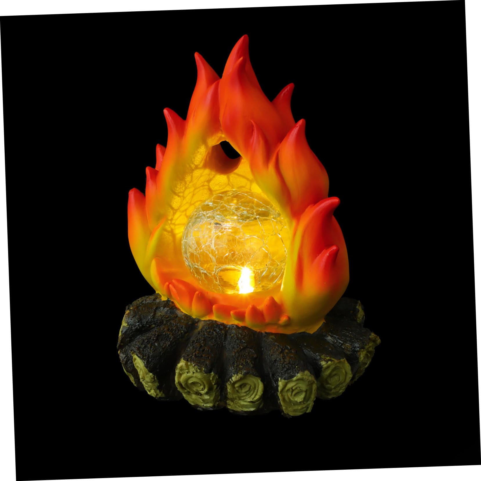 DOITOOL Solarbetriebene und Wetterfestem Flammeneffekt Realistischem Design mit Kunstharz Lampe für Weihnachts und Halloweenparty im Dekoration Außenbereich