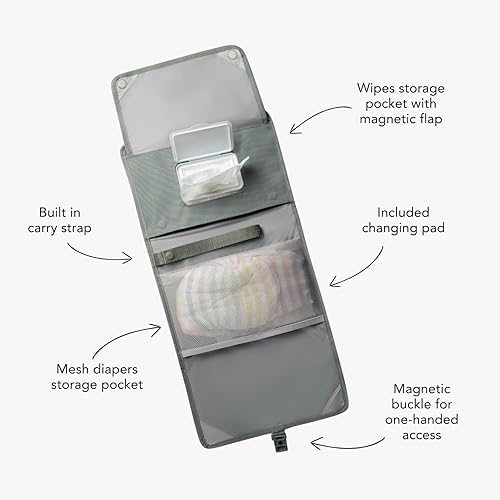 Miniatura 3 de Huhu Cambiador de pañales para bebé, compacto, portátil, cambiador de pañales para viajes, fácil de limpiar, tapete cambiador plegable, accesorio