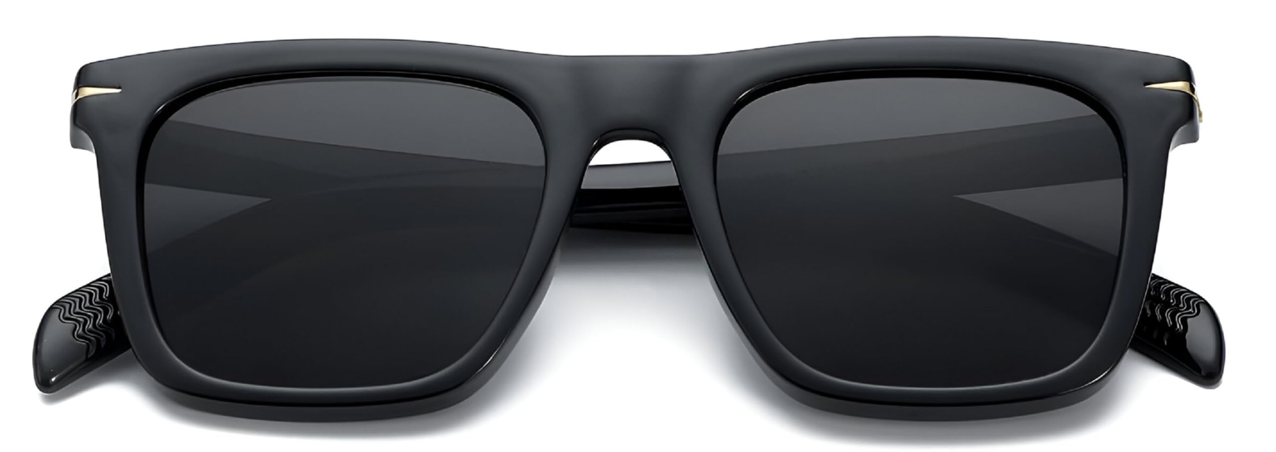 Non Polarized sunglasses for men and Women Uv 400 Protection Square Shape Cooling Goggles Black Shade Sunglass (Italic Black -Medium)