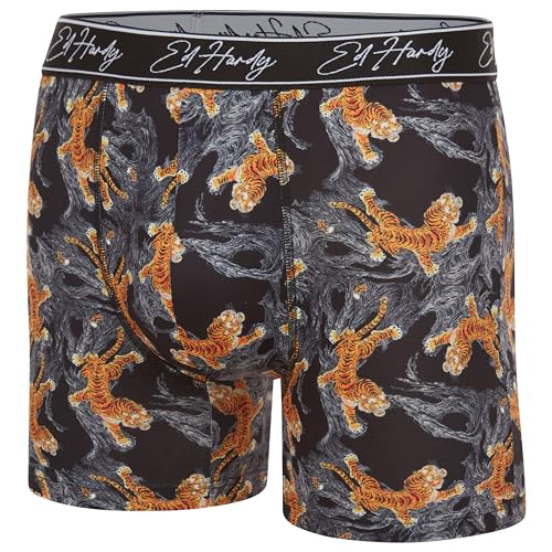 ED HARDY Mens Boxer Briefs Active Stretch Breathable Underwear, Comfortable Gym Boxer Briefs Multipack4