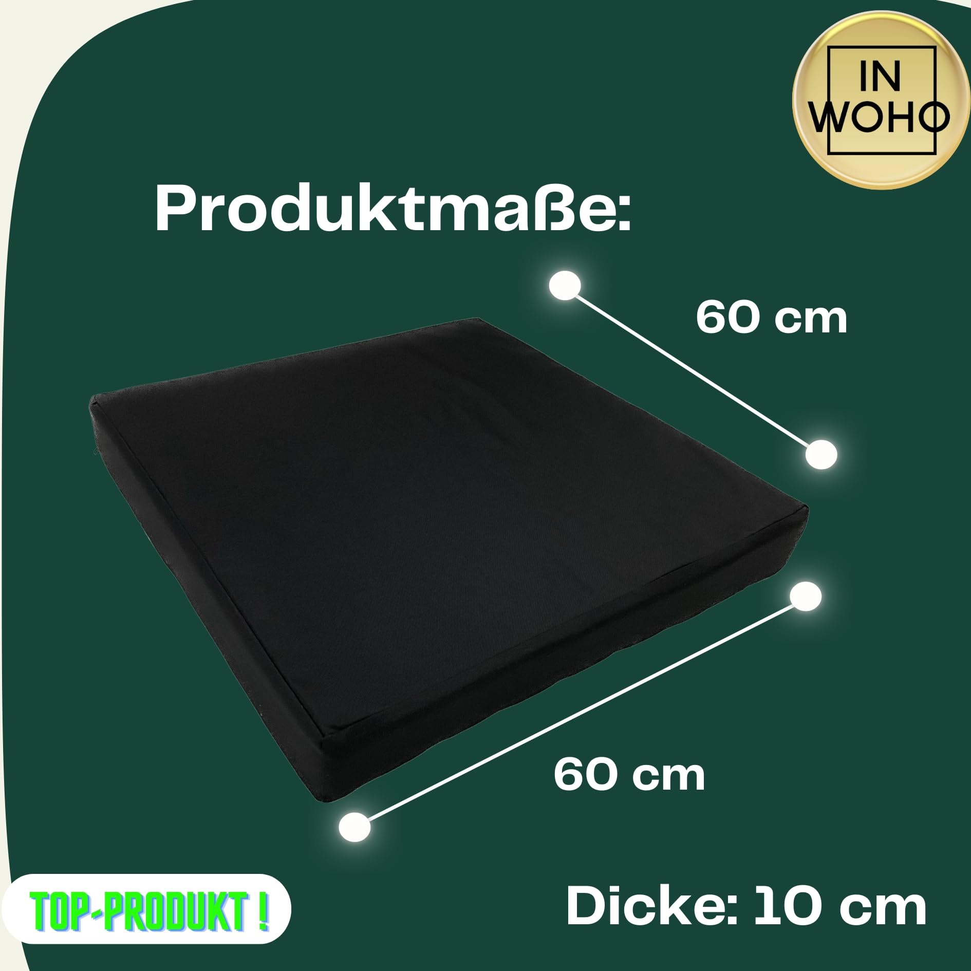 Poduszki na krzesło ogrodowe, poduszka na meble rattanowe, poduszka na ławkę, poduszka do siedzenia, tapicerka – 60 x 60 x 10 cm, grube wypełnienie, z zamkiem błyskawicznym, wodoodporna,