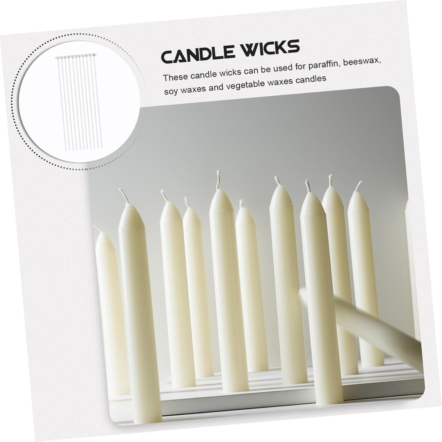 jojofuny 100pcs Cotton Candle Wicks for Scented Candles Base and Easy to Use Making Supplies for Home Craft Projects