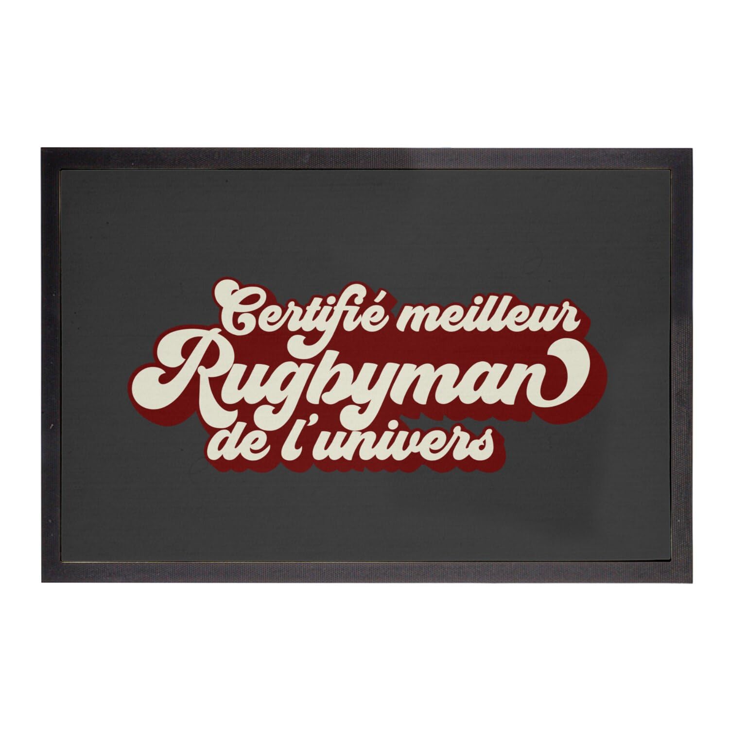 Paillasson noir rugby sport 60x40cm tapis de porte entrée intérieur