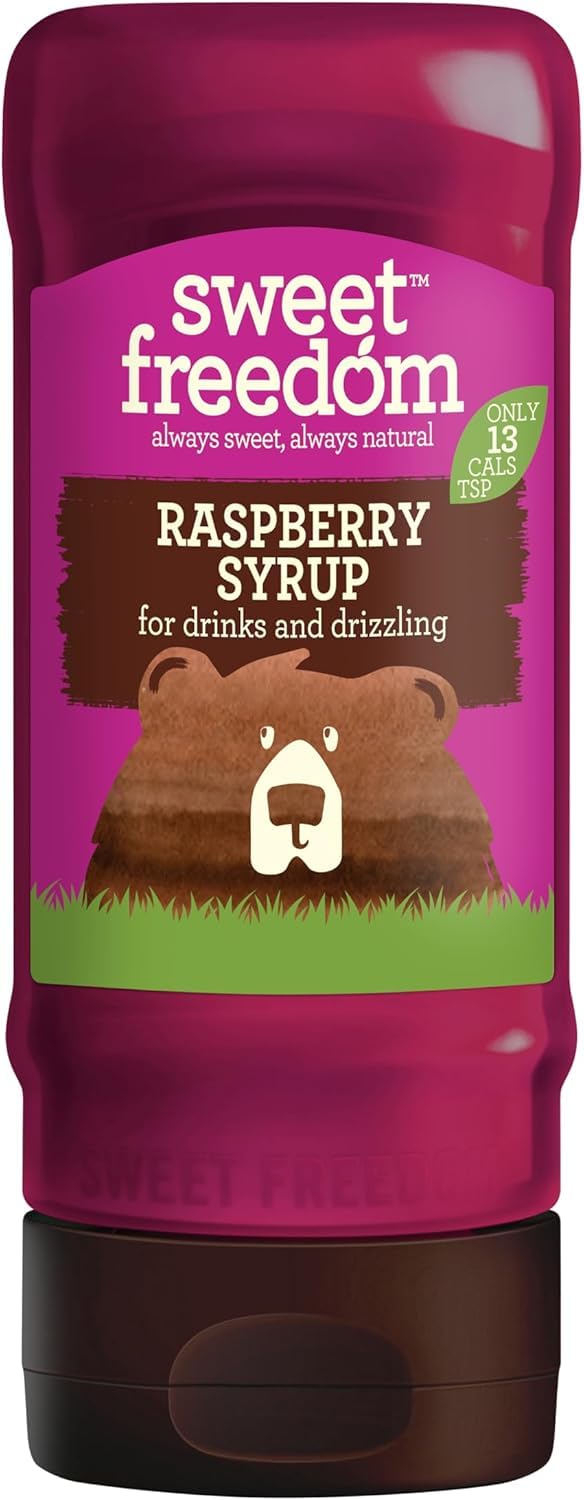 Sweet Freedom Raspberry Syrup 350 g – Vegan Drizzle for Coffee and Pancakes, Naturally Sweetened with Fruits, Only 13 Kcal Per Teaspoon (Pack of 1)