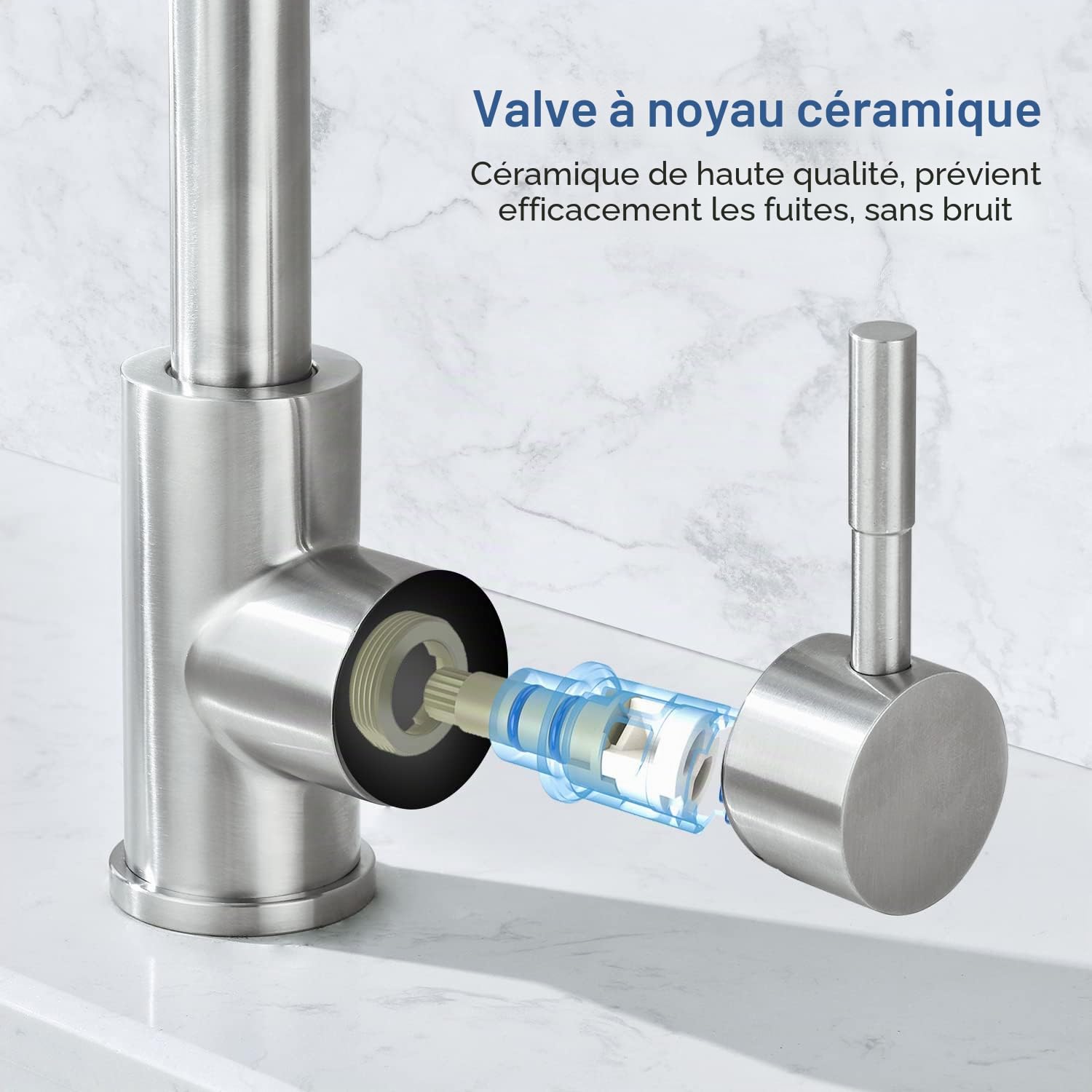 Robinet Basse Pression pour Cuisine/Salle de Bain Rotatif à 360° | Mitigeur Monocommande, Robinet de Lavabo avec 3 Raccords pour Chaudière, Mitigeur d'Évier en Acier Inoxydable