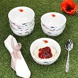 MamboCat Marie zestaw 6 miseczek na musli 14 cm I 400 ml I porcelanowa miska z dekoracją łąki kwiatowej dla 6 osób I miseczki na sałatkę, zupę, musli, chipsy itp.
