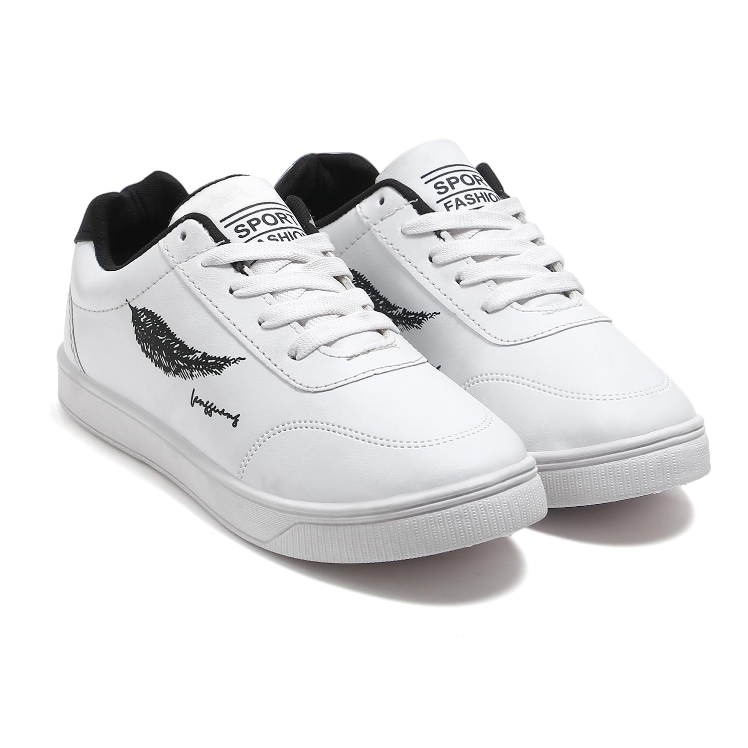 FLIPJONES Stylish White Casual Sneaker Shoes for Men Attractive Sneakers Outdoor Shoes Casual Sneakers Black Outdoor Lightweight Lace-Up Shoes for Boys and Men (Feather, 8) (B0D8FVKR19) Amazon Price History, Amazon Price Tracker