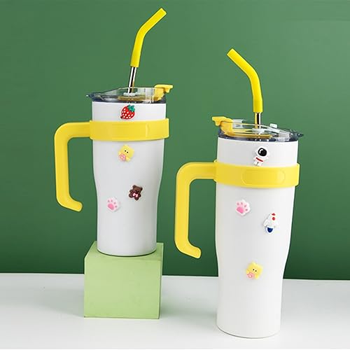 VELPEN Vaso de 40 onzas con asa y tapa con pajilla, botella de agua reutilizable, aislada a prueba de fugas, de acero inoxidable de doble pared,