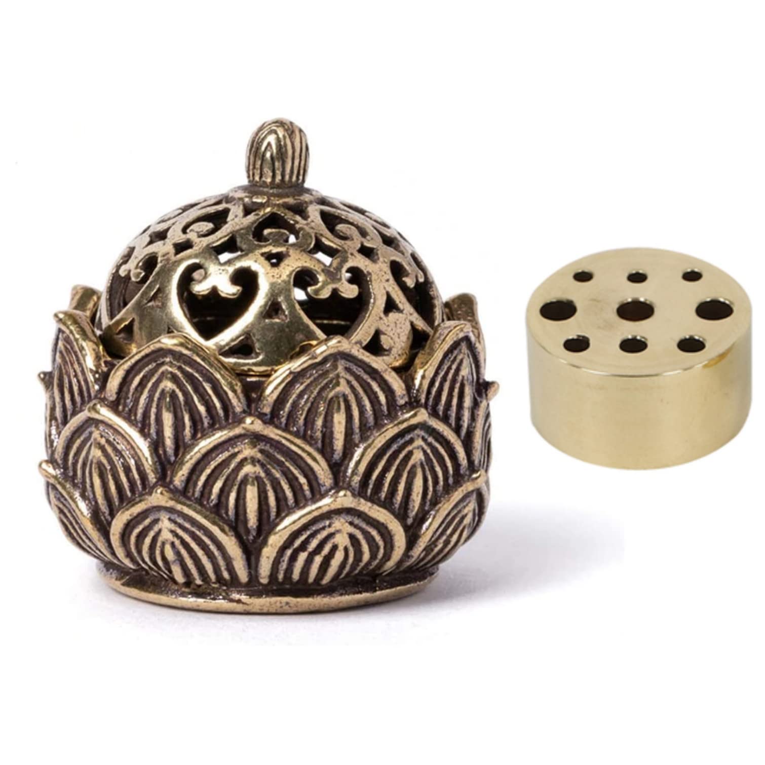 Lotus Incense Holder, Small Inscent Cone Burner, Mini Asian Style Lotus Flower Zen Decor Gift (M)