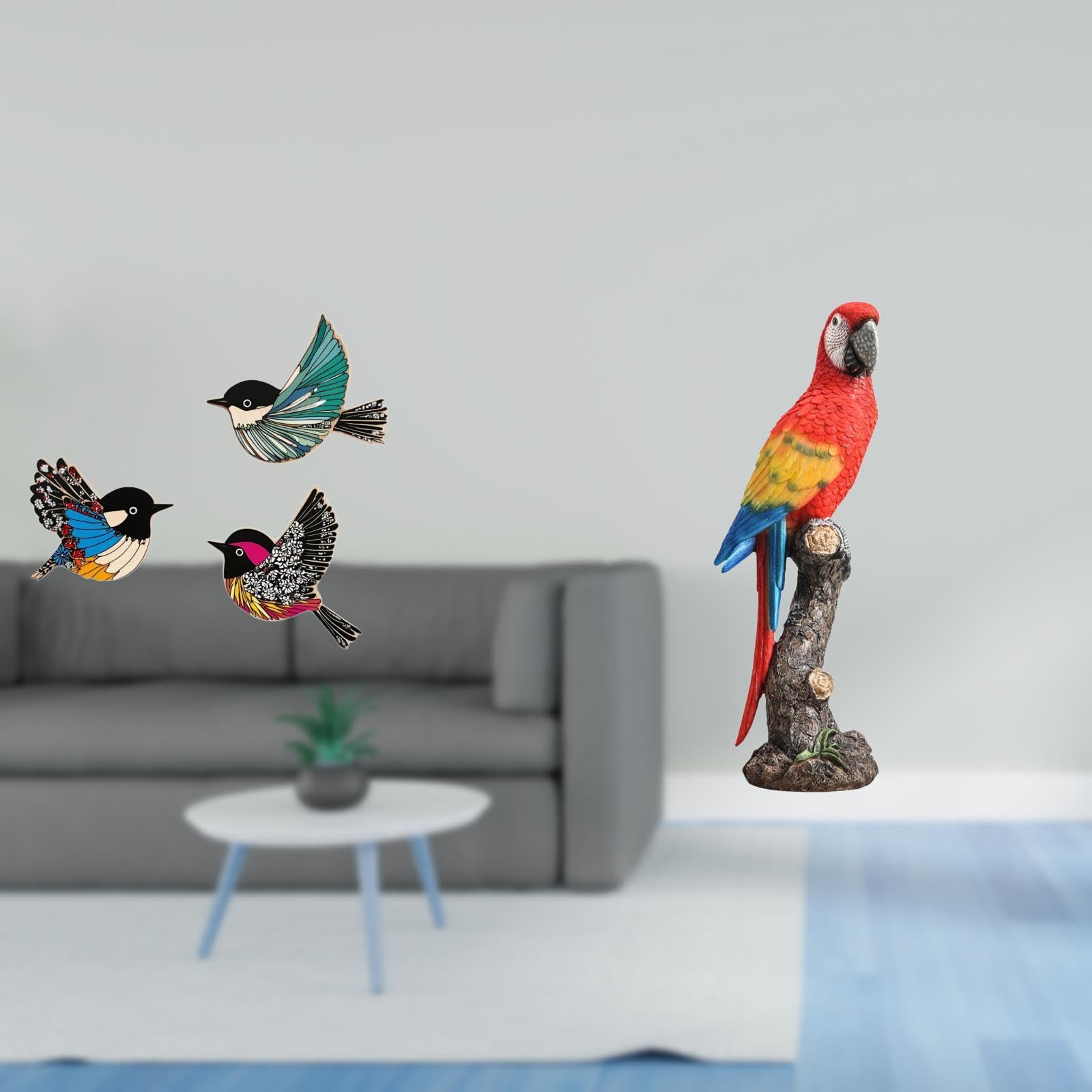 Wooden Bird Wall Art Parrot Statue Creative Crafts for Garden Study Room Farmhouse Bedroom Porch Indoor Holiday Souvenir Decoration-image-11