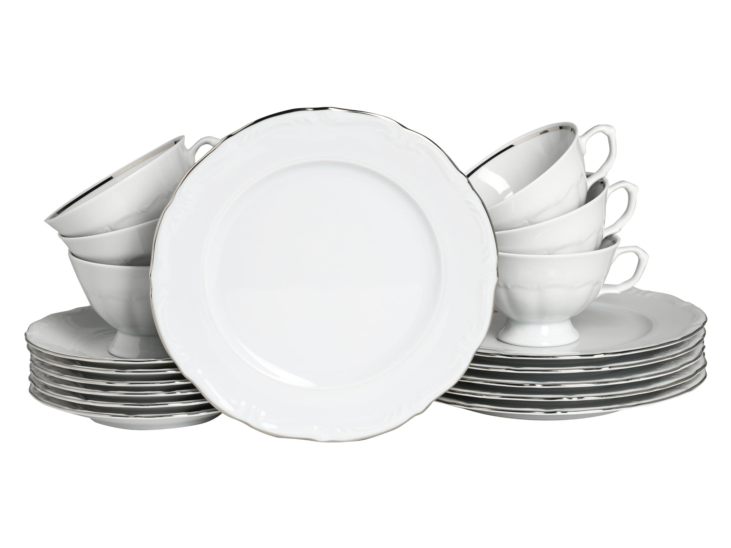 CreaTable, 24322, seria Maria Theresia Platinum, 18-częściowy zestaw naczyń dla 6 osób, serwis do kawy z porcelany, wyprodukowano w Europie