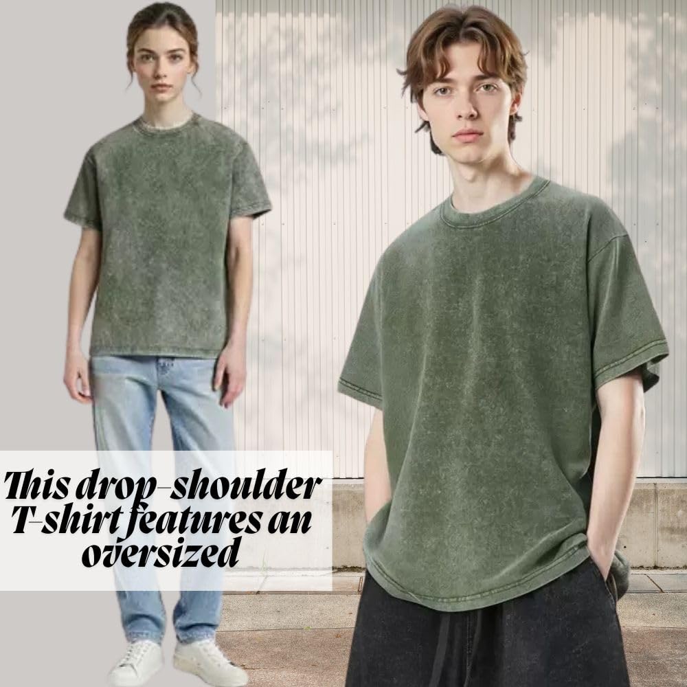Herren Oversized T-Shirt 3er Pack Herren Basic Baumwolle T-Shirt Sommer Retro Washed Top Unisex Mode Hip Hop Vintage Casual Tee Shirts