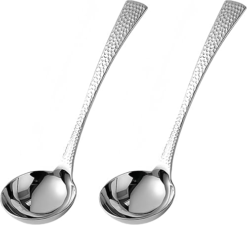 Cucharón de sopa pequeño, cucharón redondo de acero inoxidable 1810, apto para lavavajillas, 7.9 x 2.4 pulgadas, 1 paquete