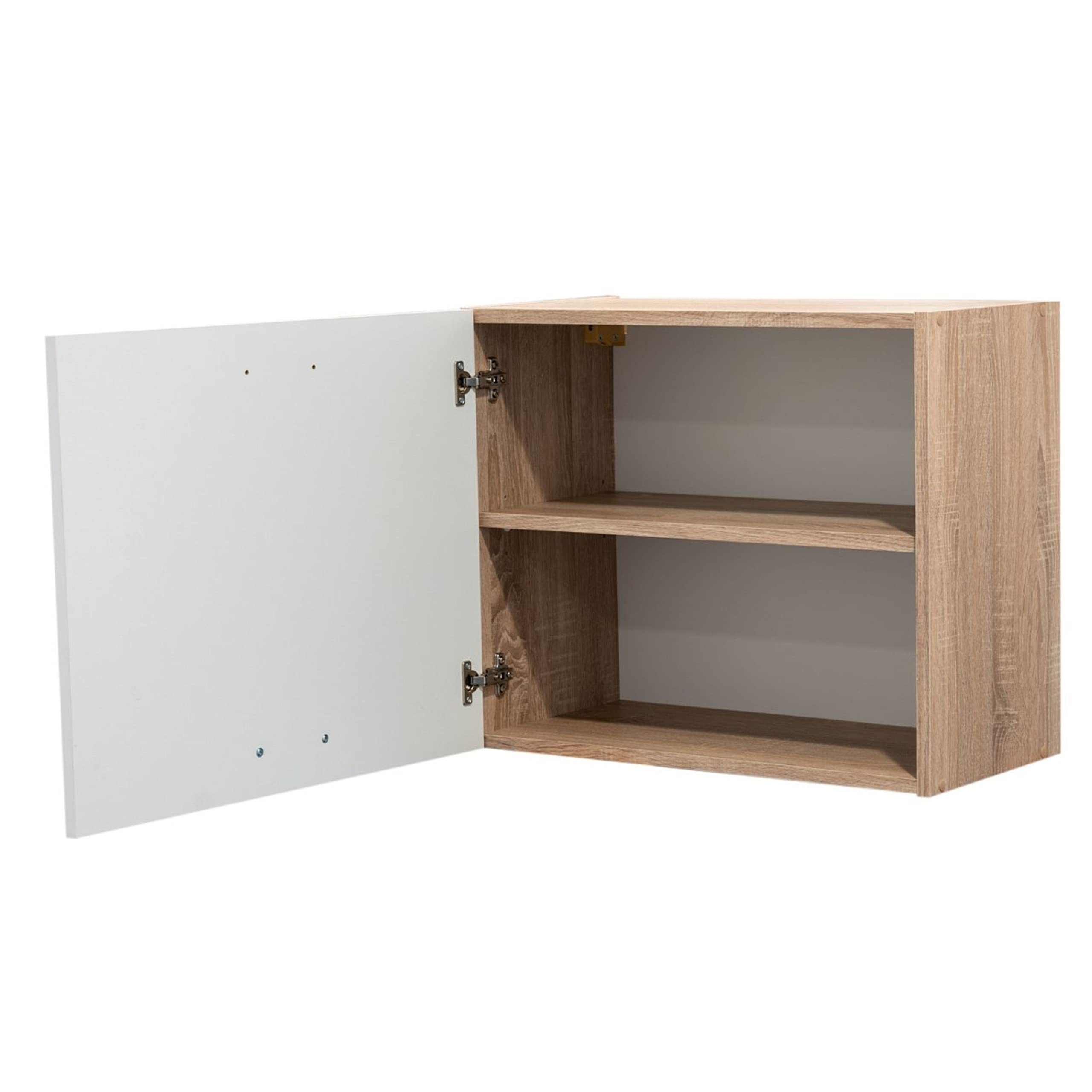 Stella Trading ANDY Armoire suspendue moderne de cuisine en aspect chêne Sonoma, blanc mat - Armoire de cuisine spacieuse avec beaucoup d'espace de rangement - 60 x 50 x 31 cm (L/H/P)