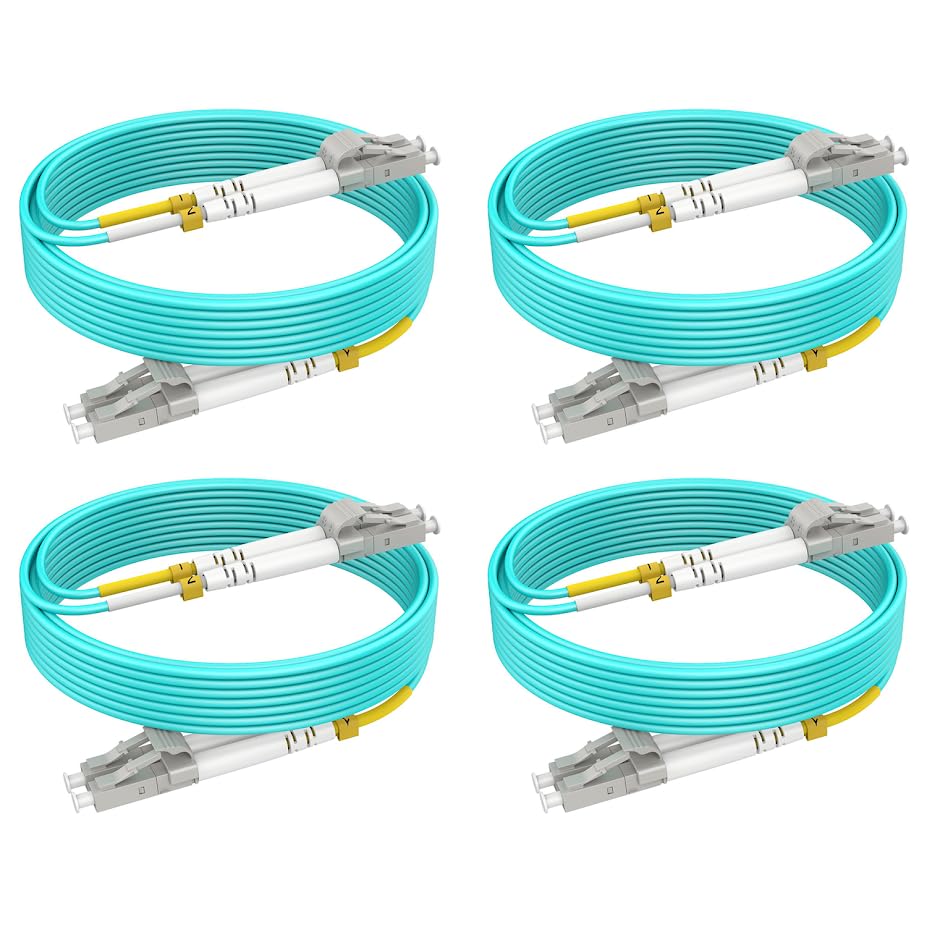 RamboCables OM3 Multimode LC to LC Fiber Patch Cable 3ft/1m, MM Fiber Optic Patch Cable Duplex 10G/40G/100G LSZH (4pack), 𝙍𝙖𝙢𝙗𝙤𝘾𝙖𝙗𝙡𝙚𝙨