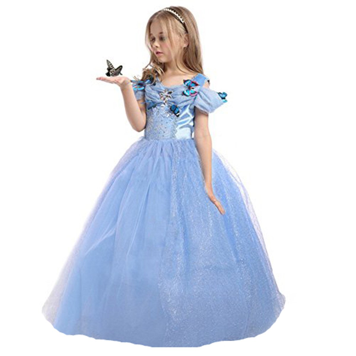 ELSA & ANNA Abito da principessa per bambina - Costume da bambina congelata - Abito da principessa per bambina per feste, compleanni, travestimenti e Halloween - Abito CNDR5