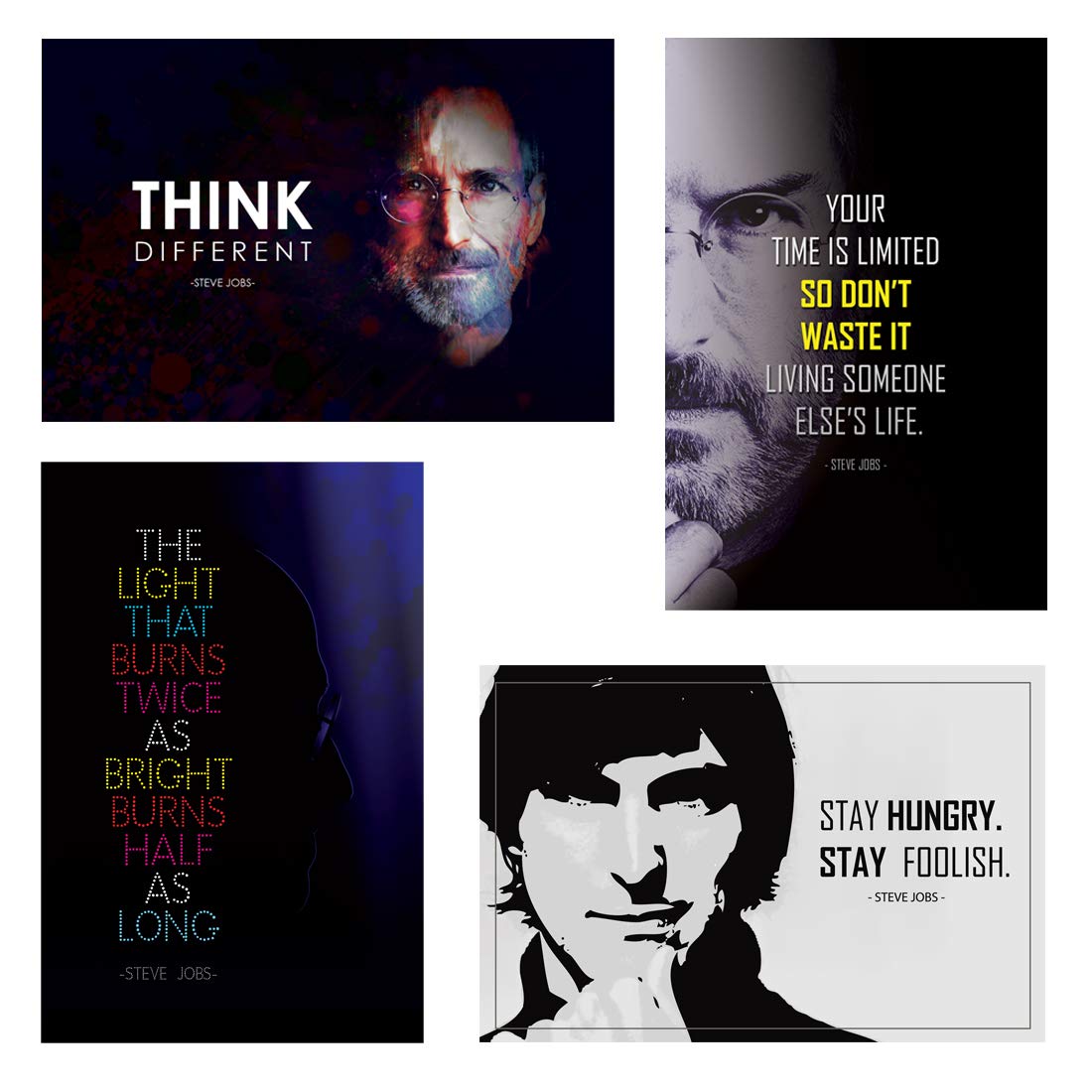 SWASUM Steve Jobs Motivational Quotes Poster (Pack of 4) Paper Print (18 inch X 12 inch, Rolled)