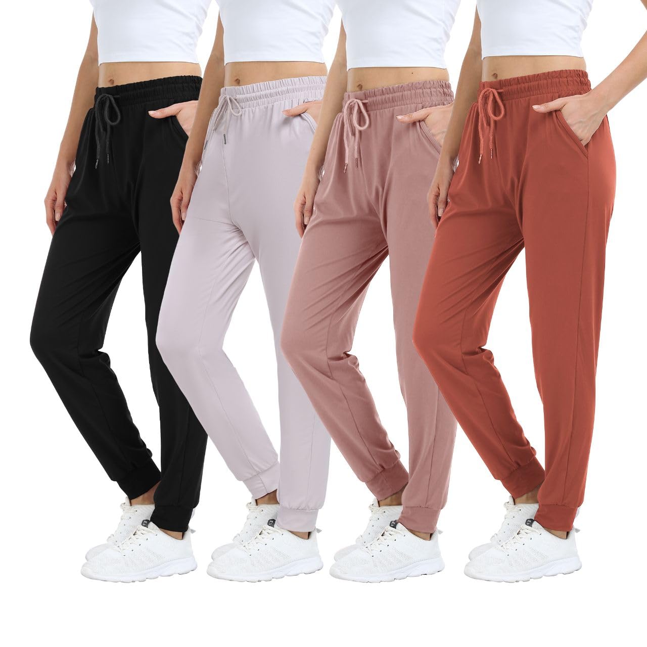 Women's Joggers Pants with Pockets,Drawstring Running Sweatpants for Women Tapered Active Yoga Lounge Casual Pants