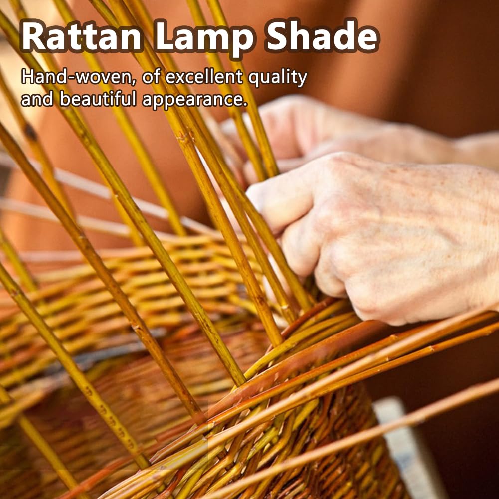 DICOSMETIC Set di 6 paralumi in rattan boho con mini lampadari di copertura in carta rattan, piccolo cilindro, facile da montare per tavolo e da soffitto