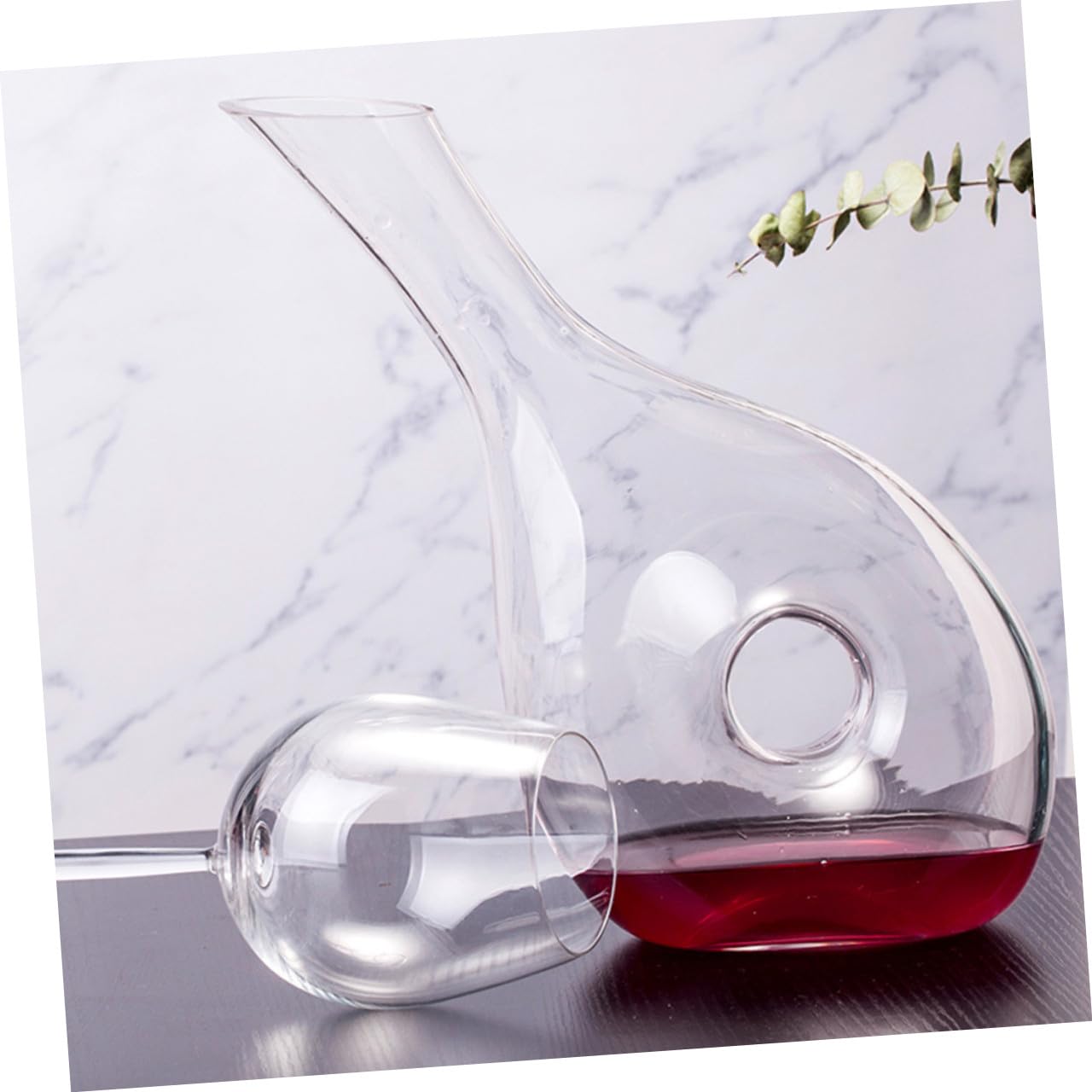 MAGICLULU Kreativer Weinausgießer aus Glas mit Belüftung zur Geschmacksverbesserung Flachem Boden und Eleganter Form für Zuhause und Besondere Anlässe