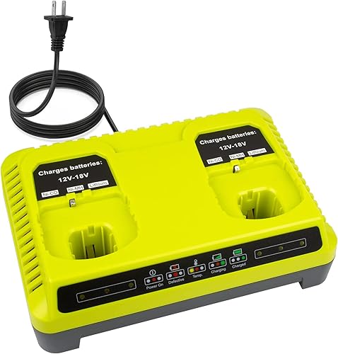 Puerto de carga dual P117 Cargador rápido (Multiquímica) para Ryobi 12V-18V ONE+ NiCdNiMhLithium Tools estación de carga de batería para P100 P102