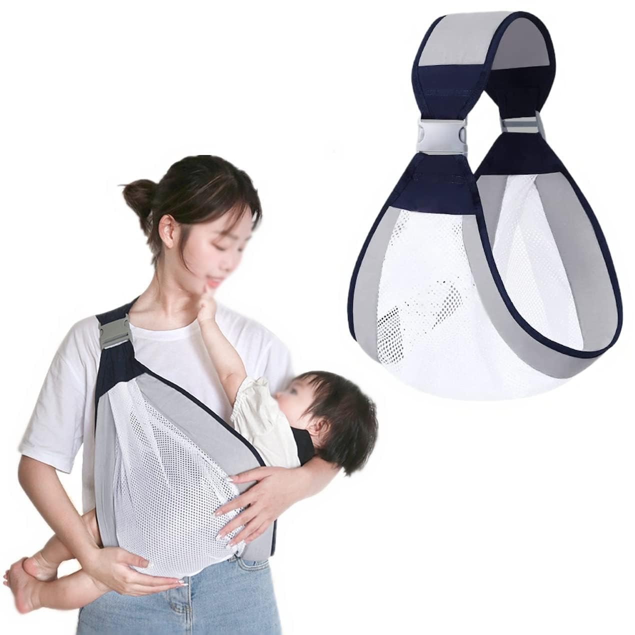 Adjustable Baby Carrier, Ergonomic Baby Half Wrap Sling Hip Carrier, Natural Cotton, Breathable Mesh Fabric, Suitable for Newborn to Toddler|Random Color|