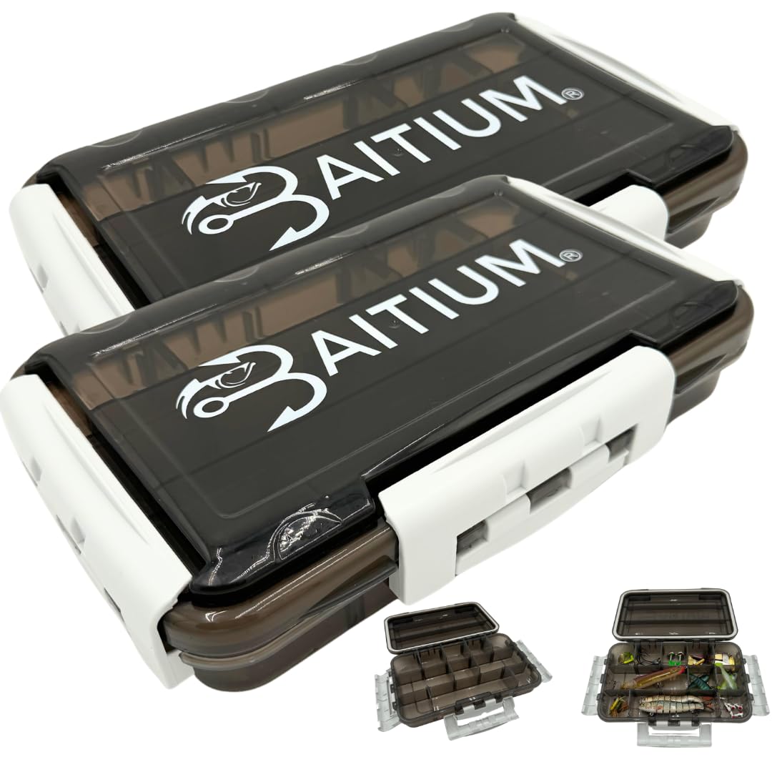 Baitium XTRAseal Waterproof Fishing Tackle Box Organizer, Tackle Boxes With Dividers, Tacklebox for Fishing, 3600 Tackle Trays, Fishing Gear (2 PACK 3600 (Tray Size : 10.6" x 6.7" x 2"))