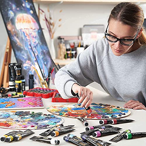 Arteza Paint Brushes Set Of 12 And Acrylic Paint Set Of 60 Colors Bundle, Painting Art Supplies For Artist, Hobby Painters & Beginners #TOP4