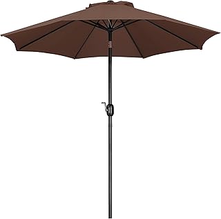 Yaheetech 2.3m/2.7m/3m/3.2m Patio Parasol Garden Umbrella Outdoor Table Parasol with Tilt & Crank Handle & 6/8 Ribs for Deck/Backyard/Pool