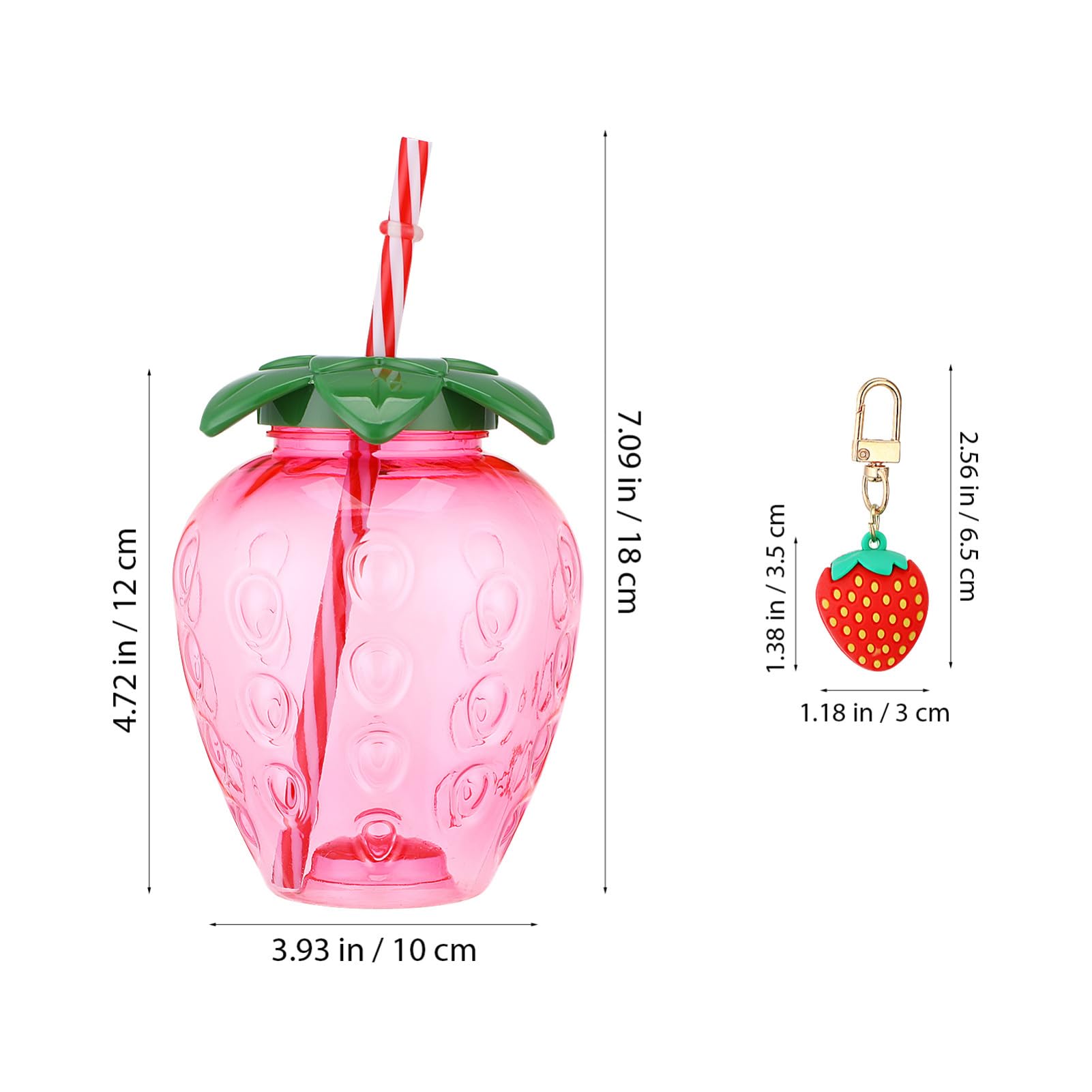 SEWACC 4 bicchieri a forma di fragola con coperchi e cannucce