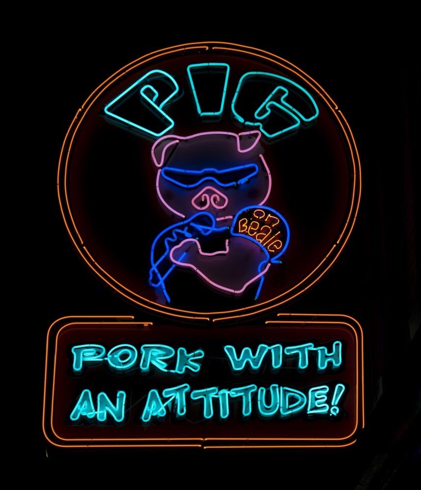 Pig neon sign Beale Street Memphis Tennessee Poster Print (18 x 24)